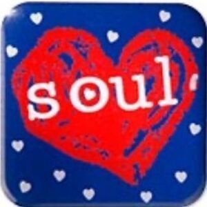 SOUL Pin Heart 1” Square Red Blue White Heart and Soul Unisex Penzeys